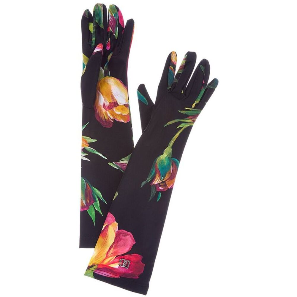 Dolce & Gabbana Floral Print Glove, Black